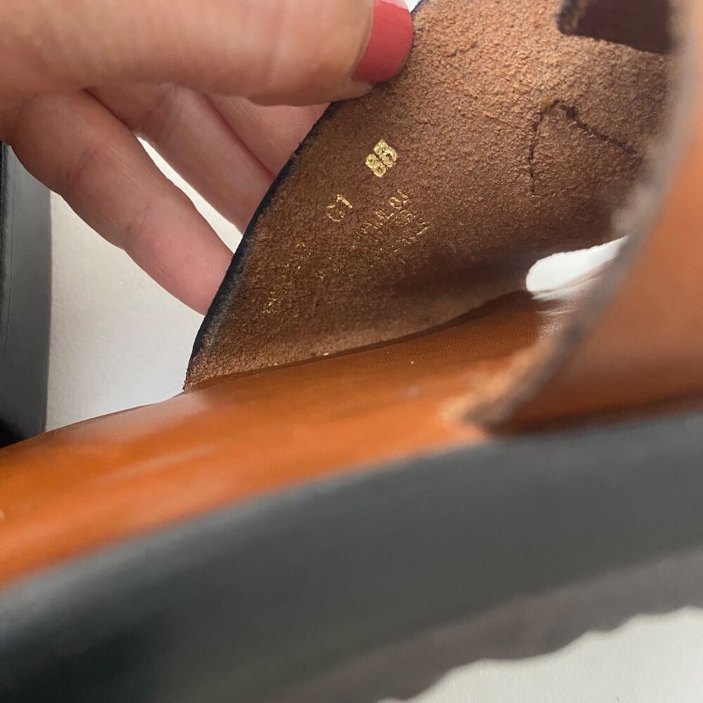 Ralph Lauren Sandals Shoes Slides Brown Leather - Picture 8 of 8